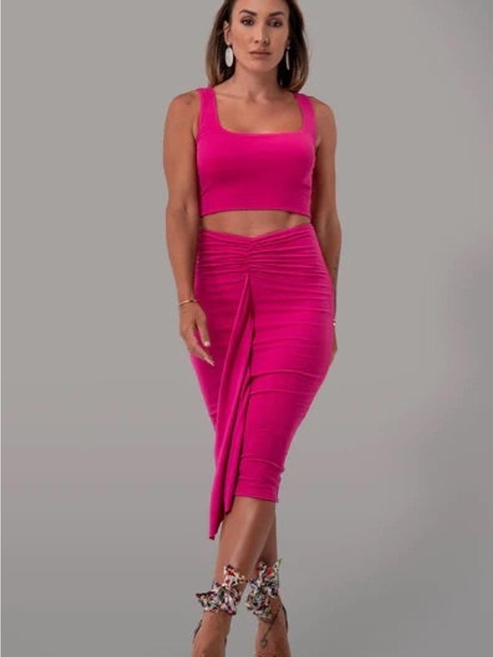 By Egreis Two Piece Midi Set in Barbie Pink size S